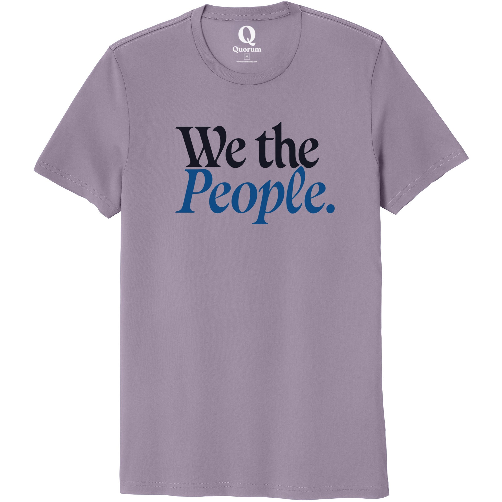 "We the People." Quorum Unisex 100% Organic Cotton Tee front print in Cosmic Purple