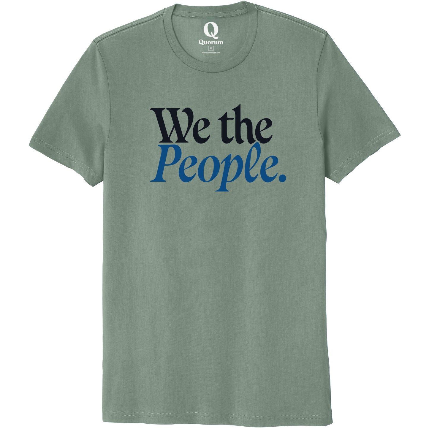 "We the People." Quorum Unisex 100% Organic Cotton Tee front print in Matcha Green