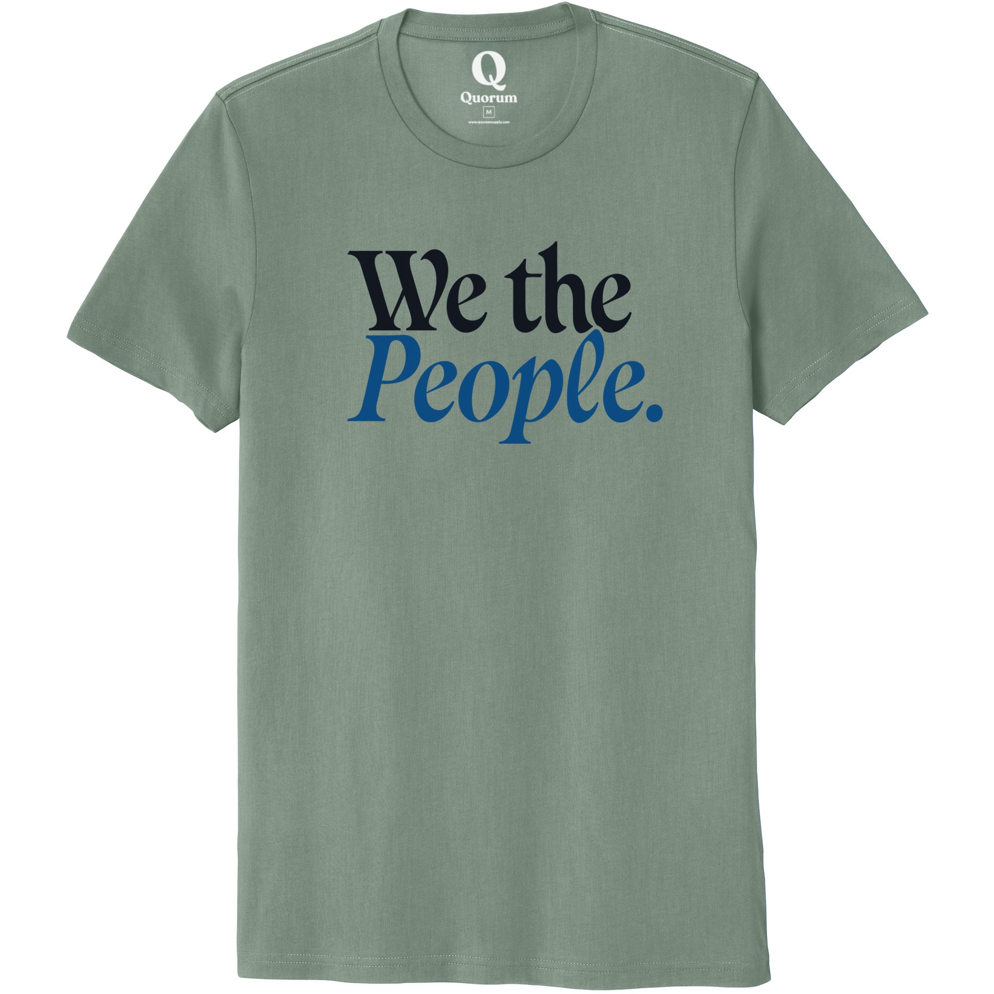 "We the People." Quorum Unisex 100% Organic Cotton Tee front print in Matcha Green