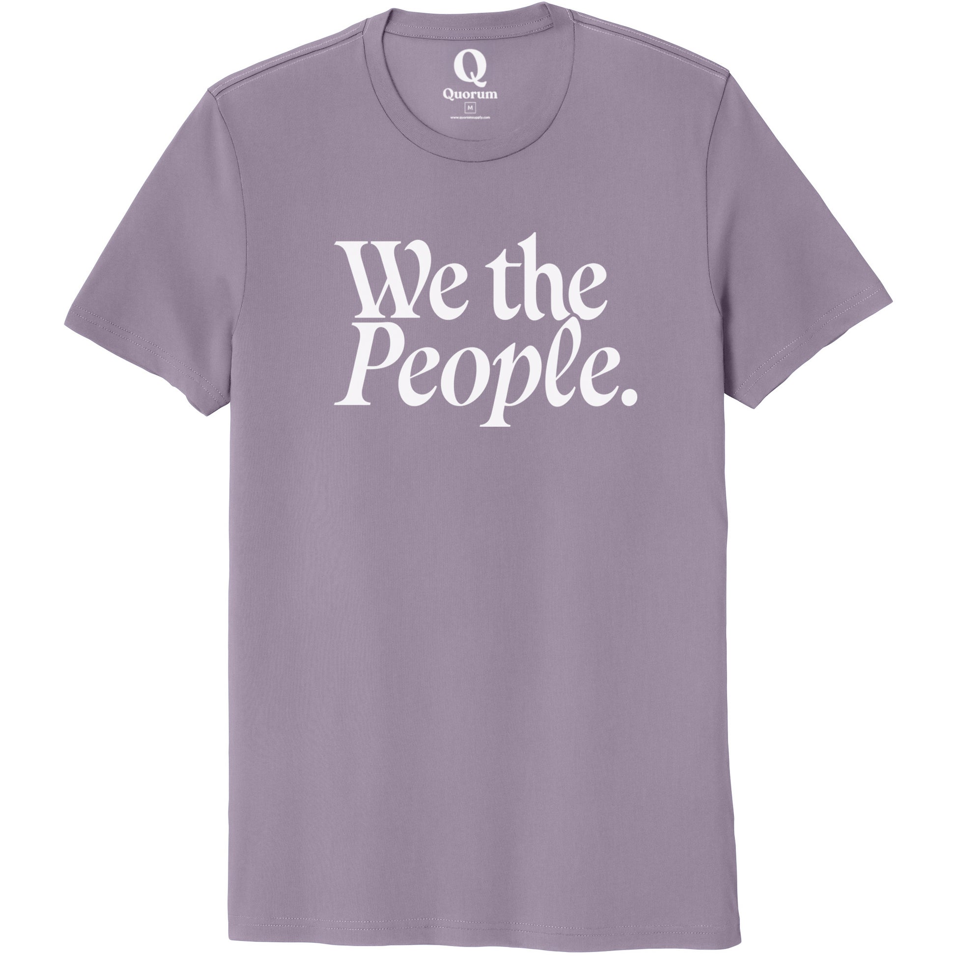 "We the People." Quorum Unisex 100% Organic Cotton Tee editorial print in Cosmic Purple