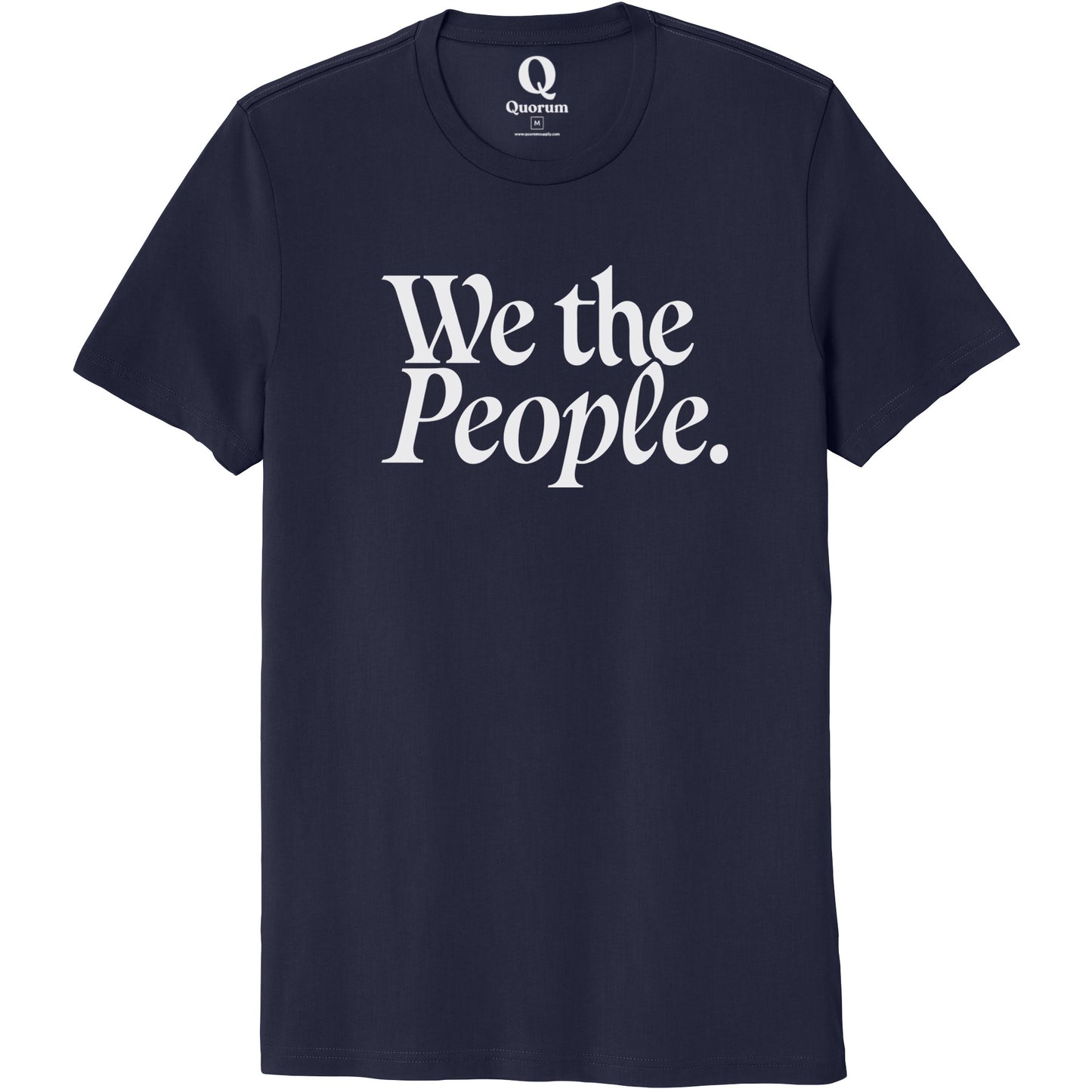 "We the People." Quorum Unisex 100% Organic Cotton Tee editorial print in Night Sky Navy