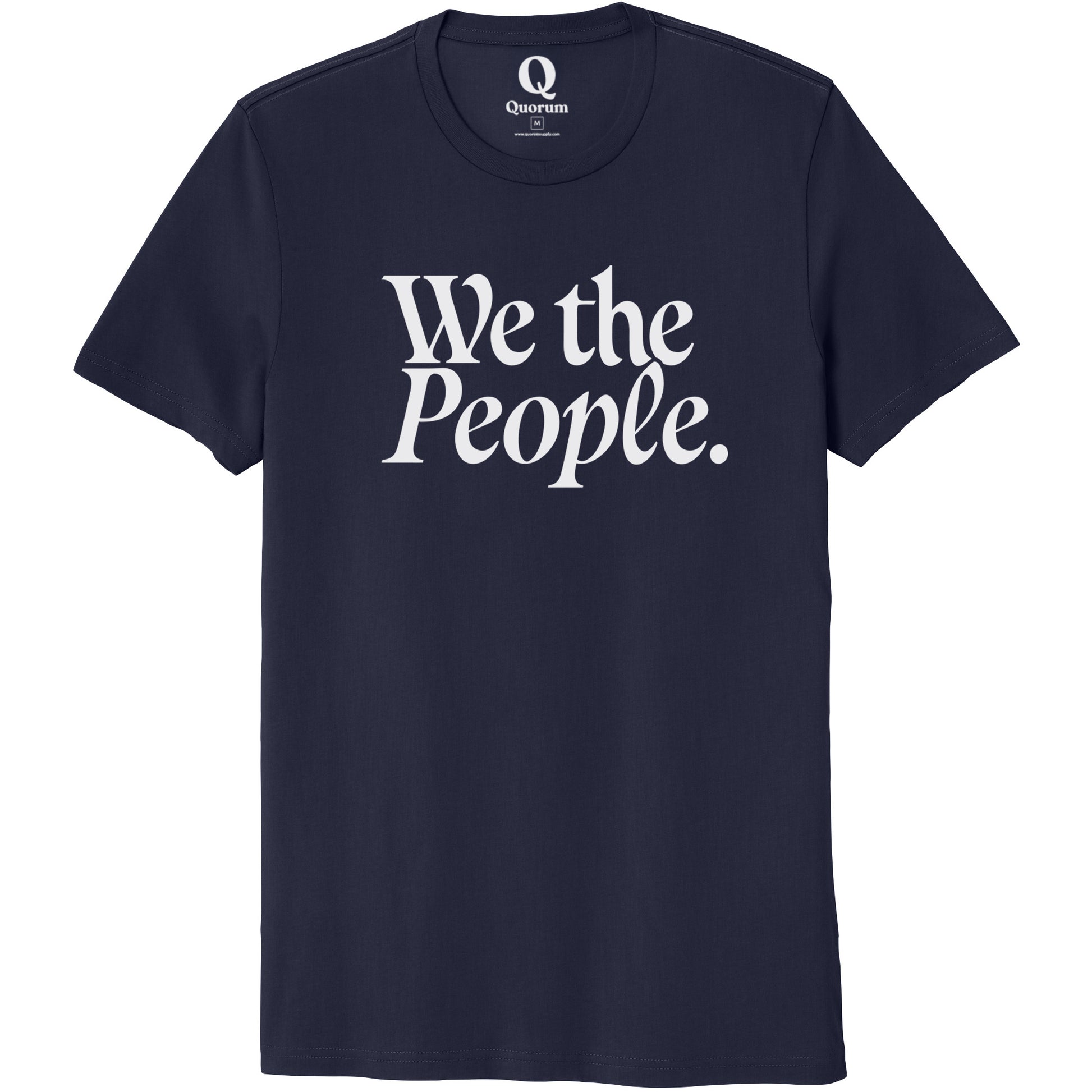 "We the People." Quorum Unisex 100% Organic Cotton Tee editorial print in Night Sky Navy