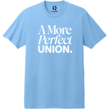 "A More Perfect Union." Quorum Heavyweight Recycled Cotton Tee editorial print in Arctic Blue