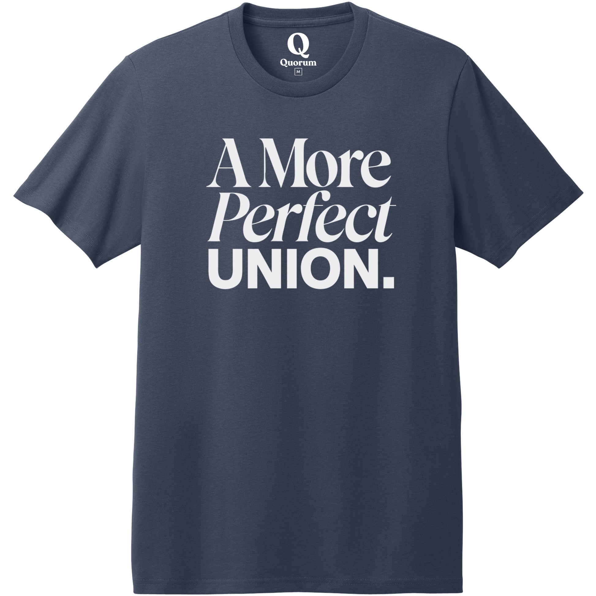 "A More Perfect Union." Quorum Heavyweight Recycled Cotton Tee editorial print in Night Sky Navy