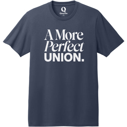 "A More Perfect Union." Quorum Heavyweight Recycled Cotton Tee editorial print in Night Sky Navy