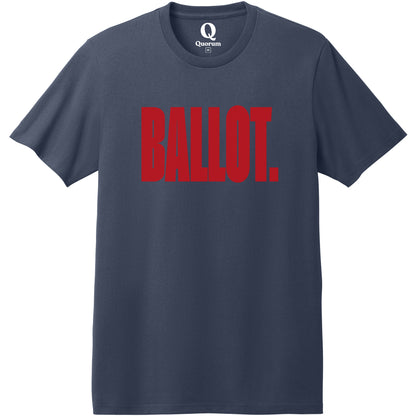 "Ballot." Quorum Heavyweight Recycled Cotton Tee front print in Night Sky Navy