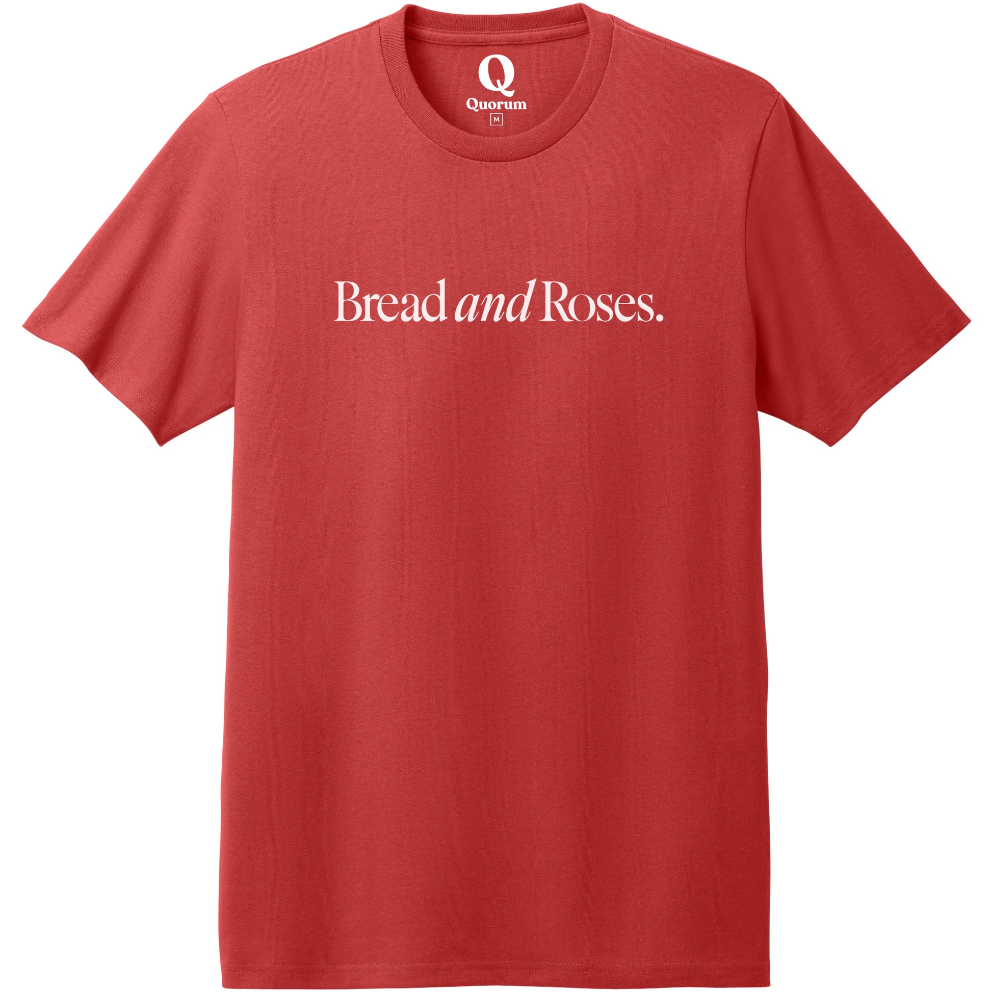"Bread and Roses." Quorum Heavyweight Recycled Cotton Tee editorial print in Beet Red