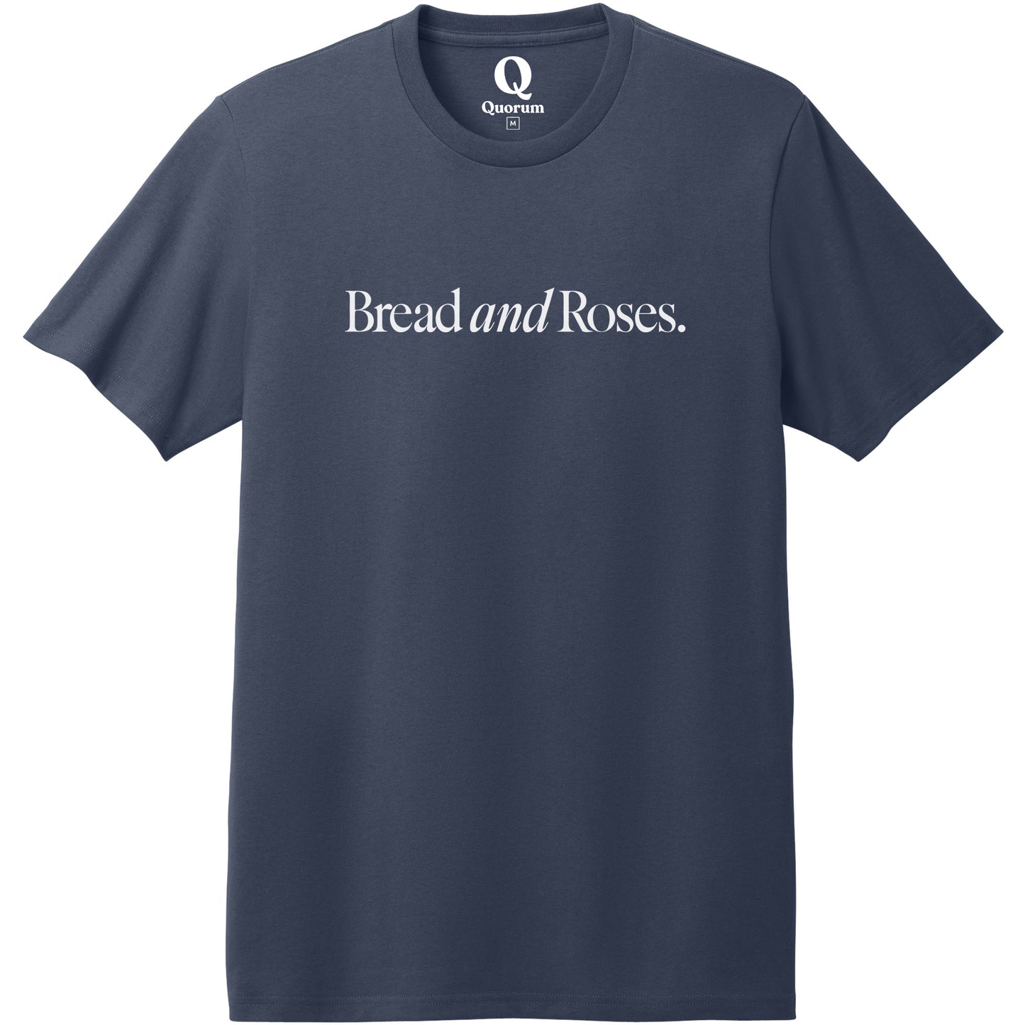 "Bread and Roses." Quorum Heavyweight Recycled Cotton Tee editorial print in Night Sky Navy
