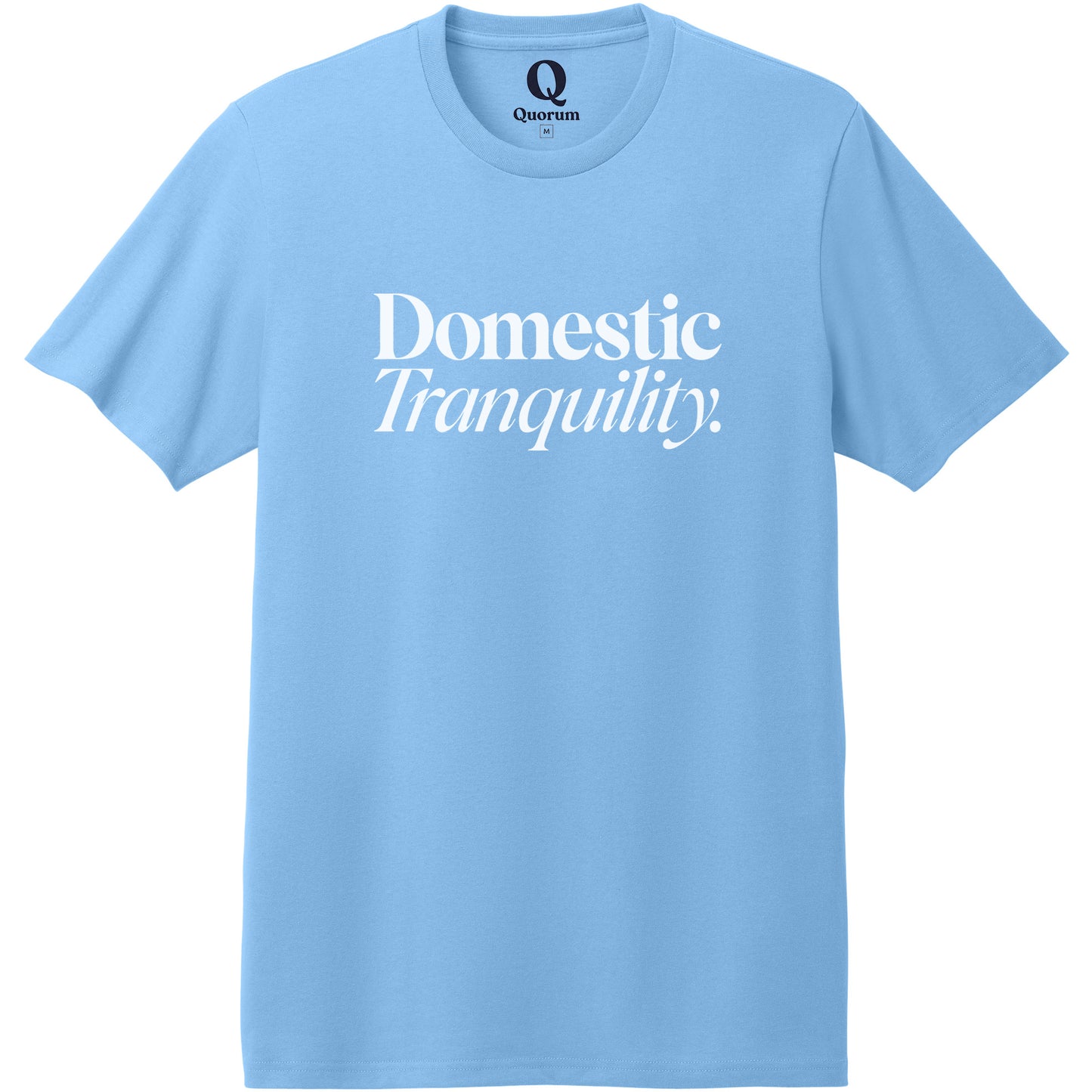 "Domestic Tranquility." Quorum Heavyweight Recycled Cotton Tee editorial print in Arctic Blue