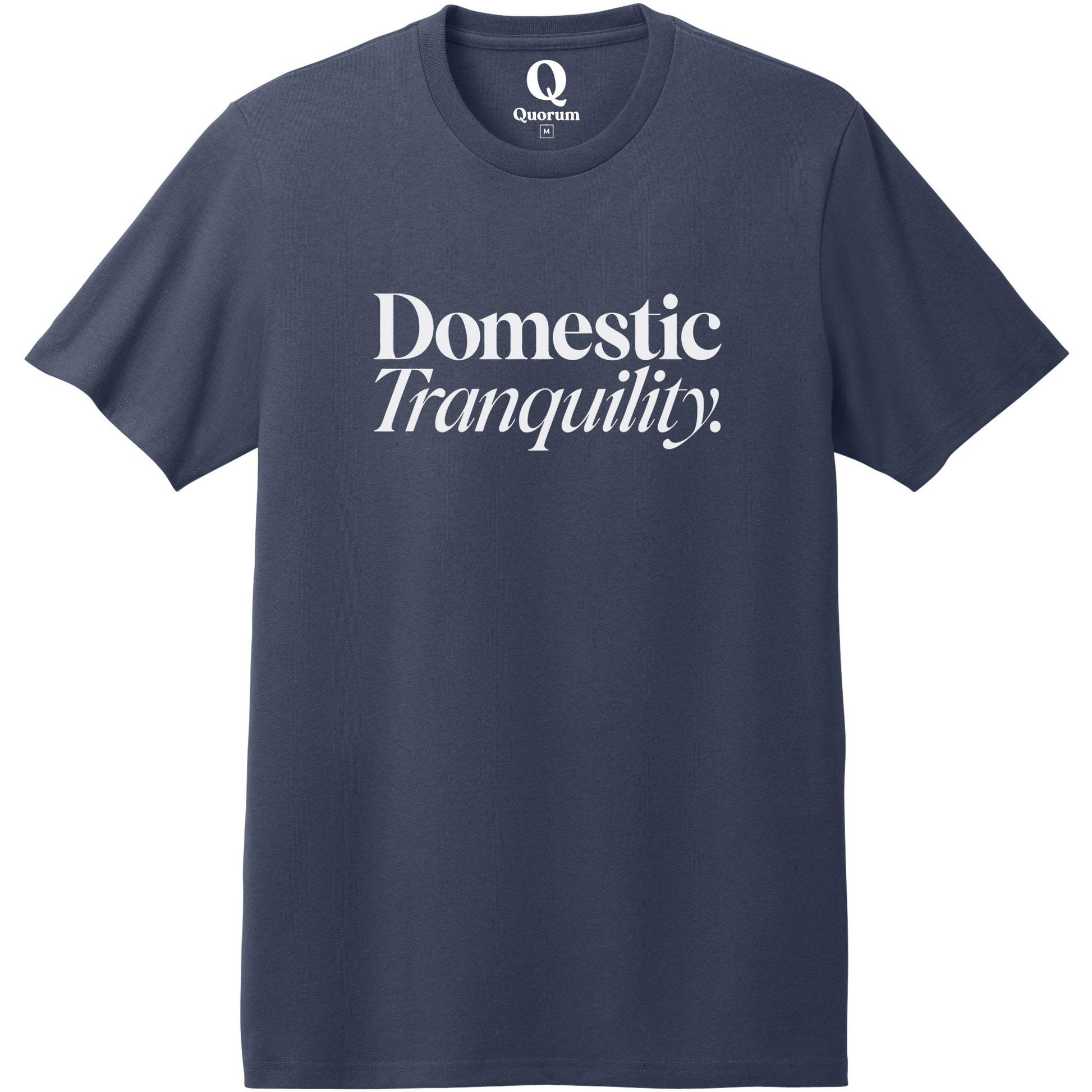 "Domestic Tranquility." Quorum Heavyweight Recycled Cotton Tee editorial print in Night Sky Navy
