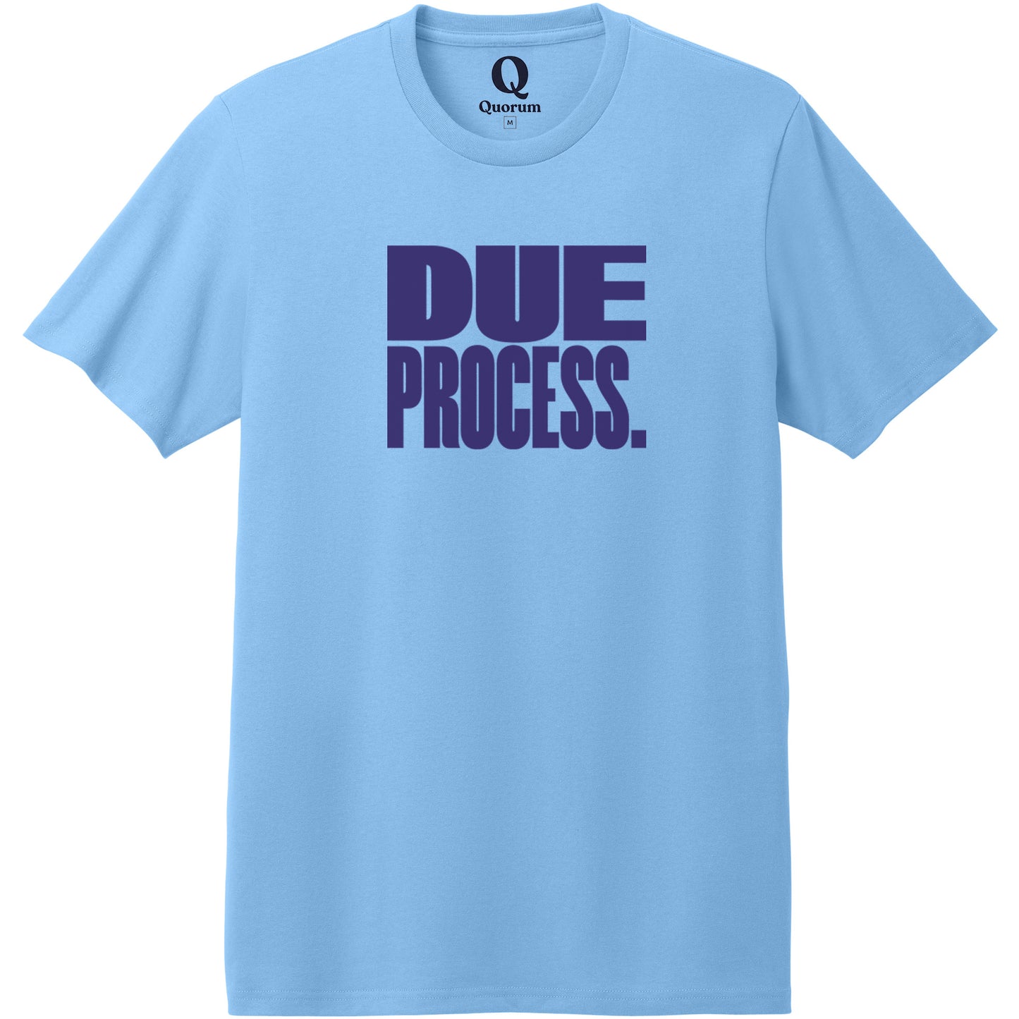 "Due Process." Quorum Heavyweight Recycled Cotton Tee front print in Arctic Blue