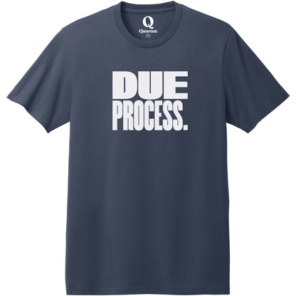 "Due Process." Quorum Heavyweight Recycled Cotton Tee editorial print in Night Sky Navy