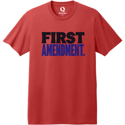 "First Amendment." Quorum Heavyweight Recycled Cotton Tee front print in Beet Red
