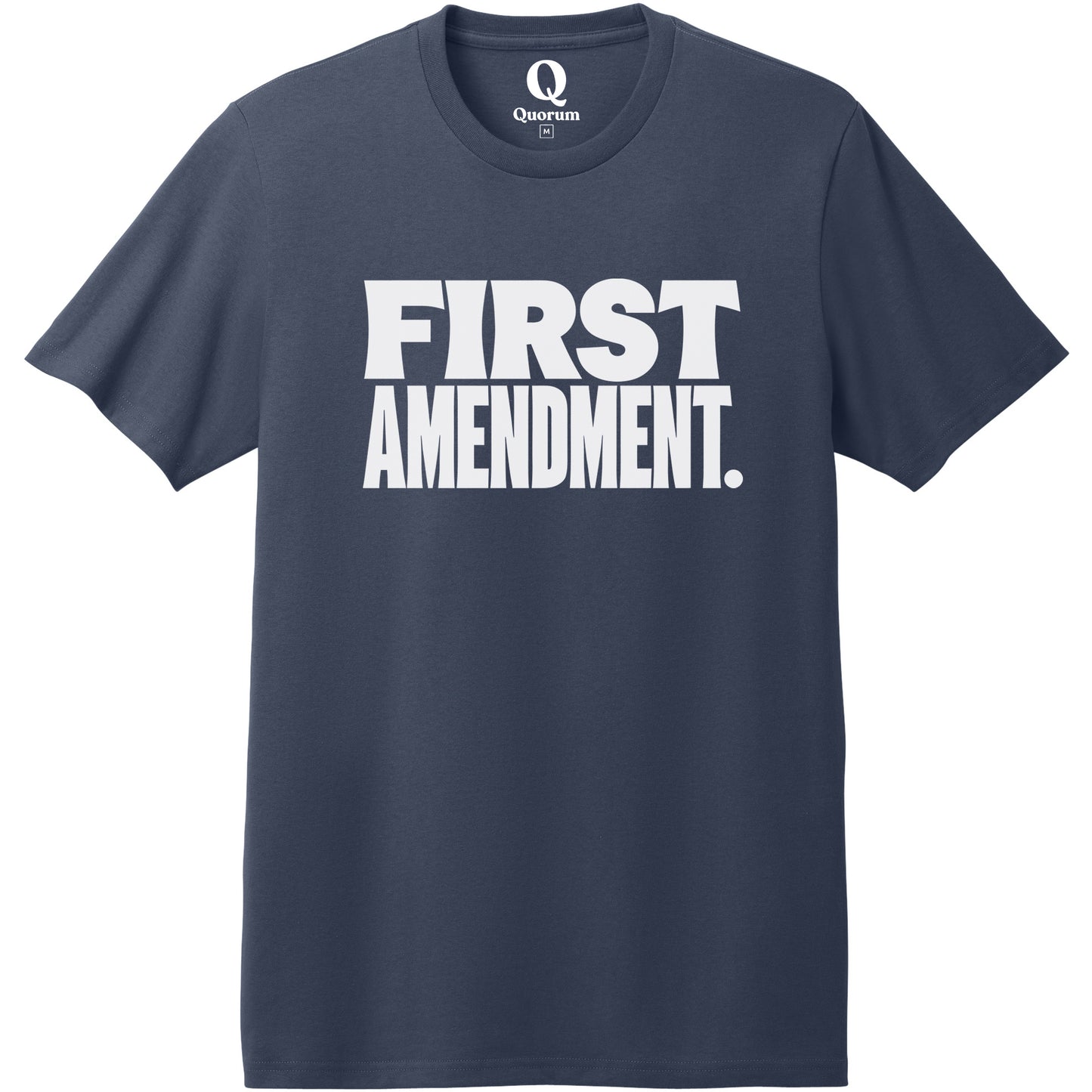 "First Amendment." Quorum Heavyweight Recycled Cotton Tee editorial print in Night Sky Navy
