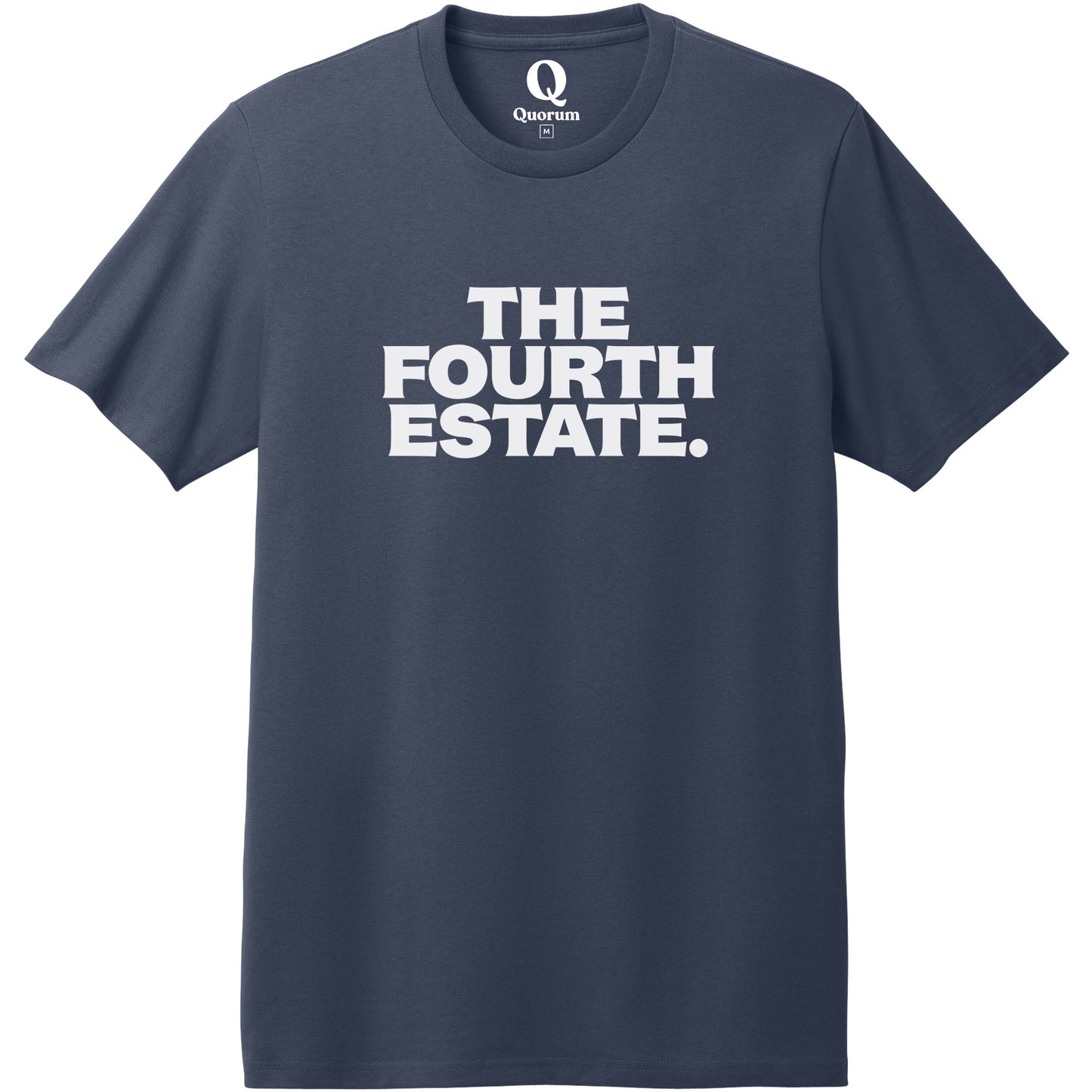 "The Fourth Estate." Quorum Heavyweight Recycled Cotton Tee editorial print in Night Sky Navy