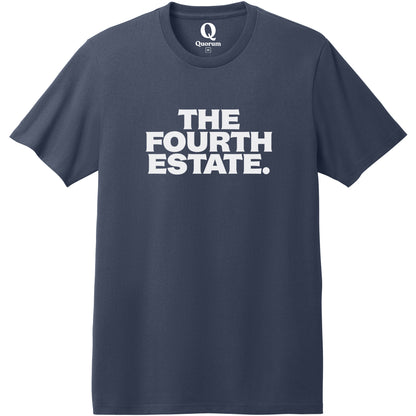 "The Fourth Estate." Quorum Heavyweight Recycled Cotton Tee editorial print in Night Sky Navy