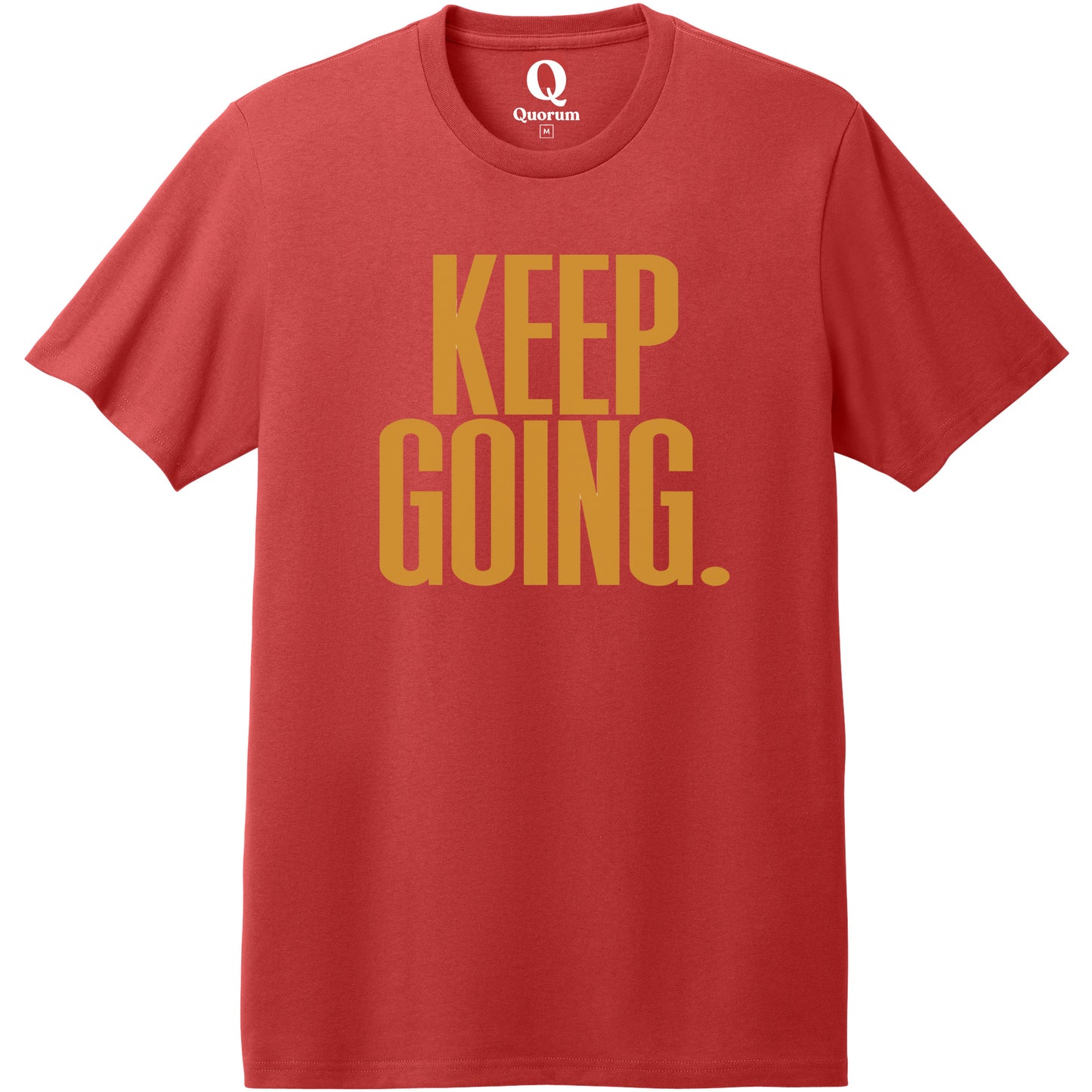 "Keep Going." Quorum Heavyweight Recycled Cotton Tee front print in Beet Red
