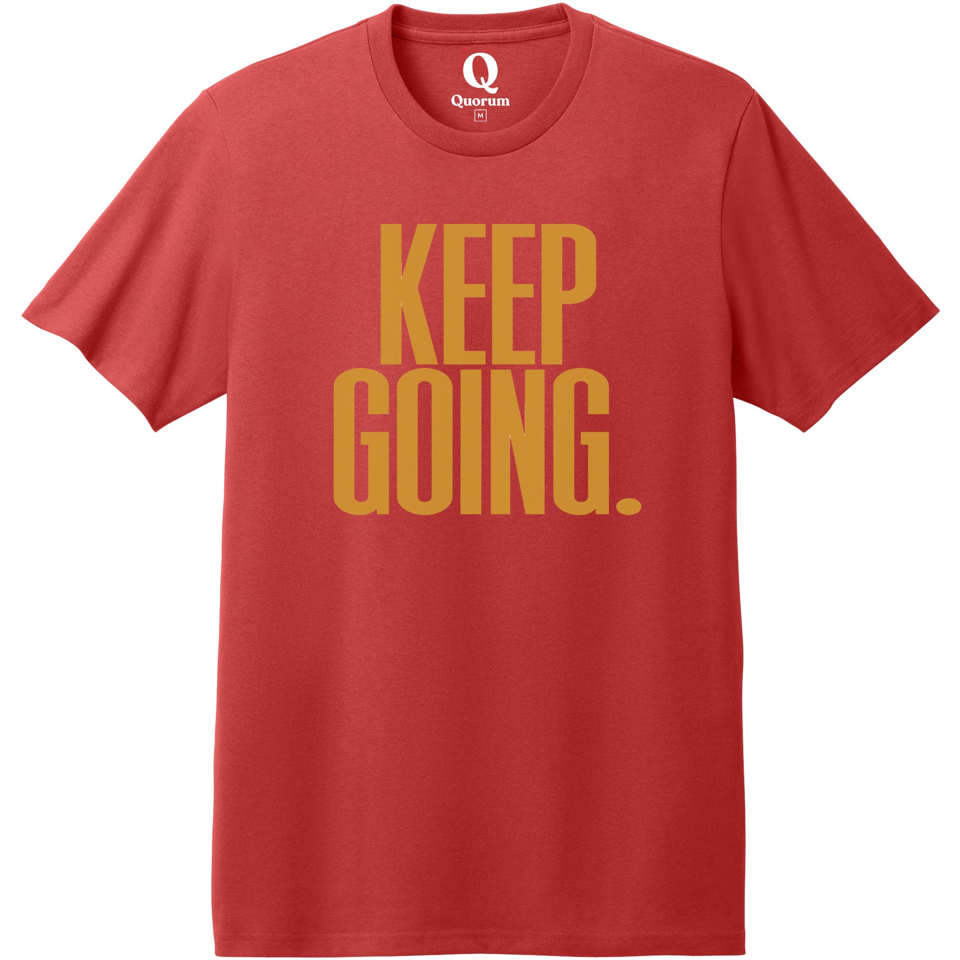 "Keep Going." Quorum Heavyweight Recycled Cotton Tee front print in Beet Red