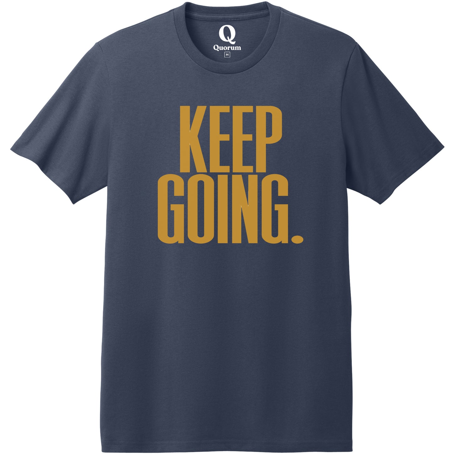 "Keep Going." Quorum Heavyweight Recycled Cotton Tee front print in Night Sky Navy