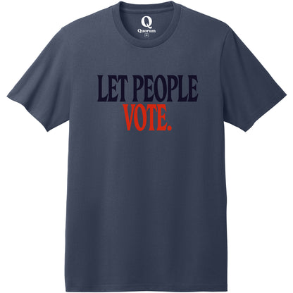 "Let People Vote." Quorum Heavyweight Recycled Cotton Tee front print in Night Sky Navy