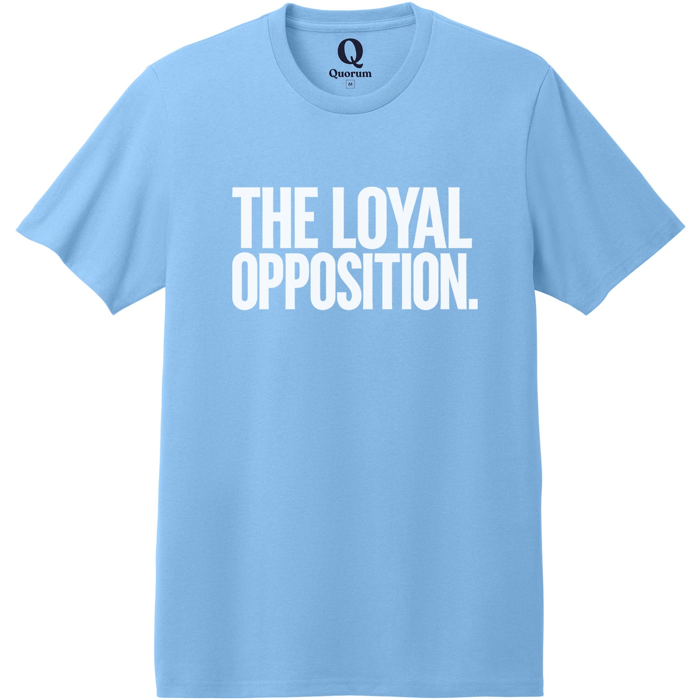 "The Loyal Opposition." Quorum Heavyweight Recycled Cotton Tee editorial print in Arctic Blue