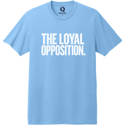 "The Loyal Opposition." Quorum Heavyweight Recycled Cotton Tee editorial print in Arctic Blue