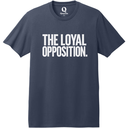 "The Loyal Opposition." Quorum Heavyweight Recycled Cotton Tee editorial print in Night Sky Navy