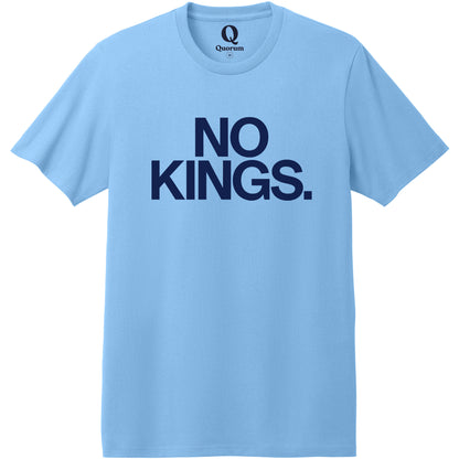 "No Kings." Quorum Heavyweight Recycled Cotton Tee front print in Arctic Blue