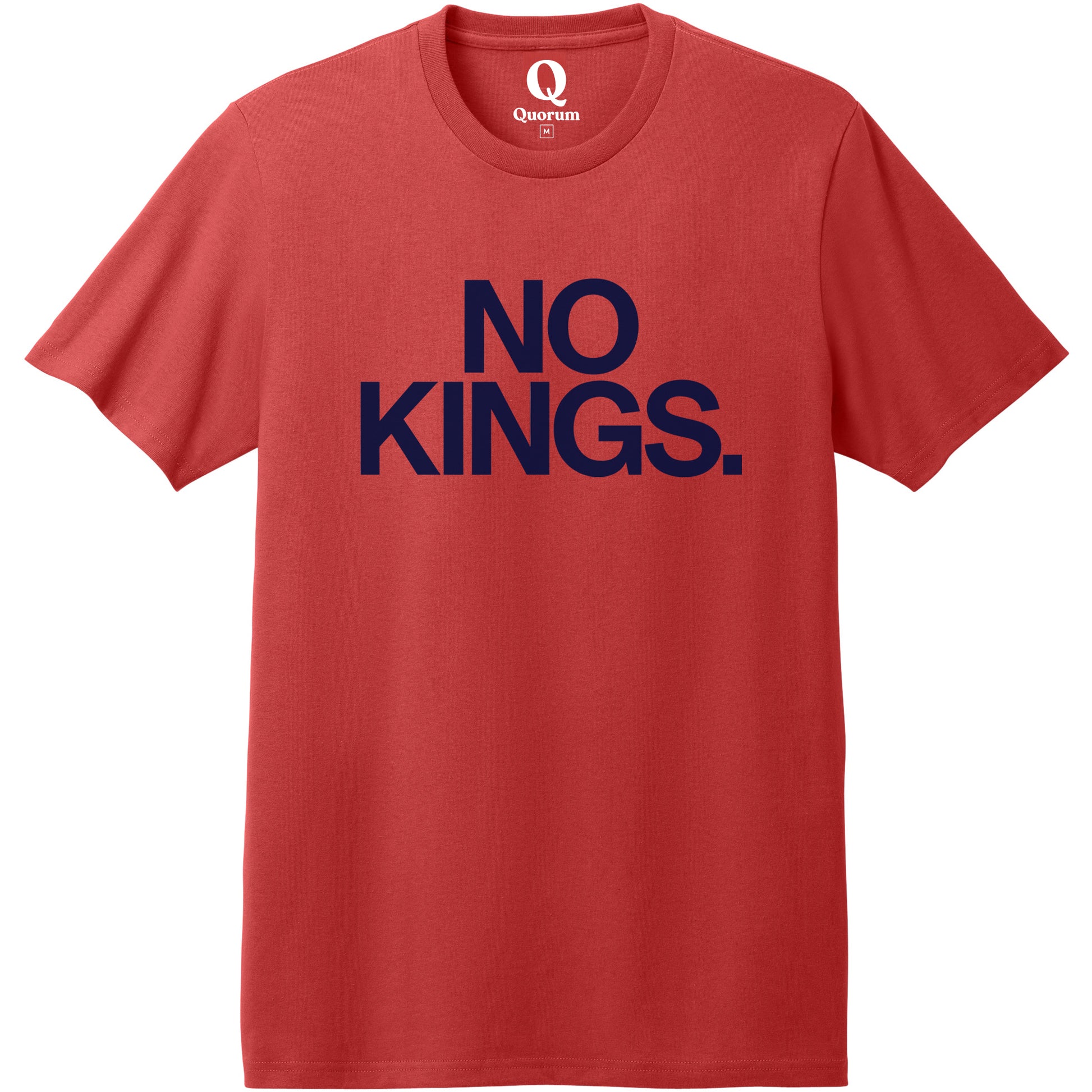 "No Kings." Quorum Heavyweight Recycled Cotton Tee front print in Beet Red