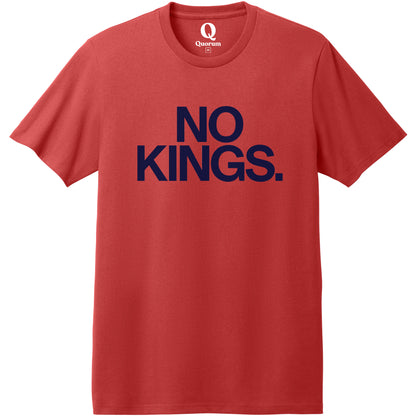 "No Kings." Quorum Heavyweight Recycled Cotton Tee front print in Beet Red