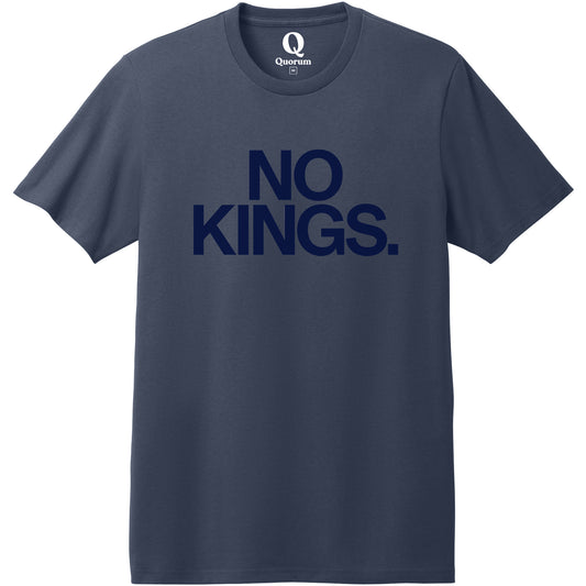 "No Kings." Quorum Heavyweight Recycled Cotton Tee front print in Night Sky Navy