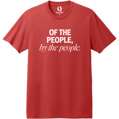 "Of the People, by the People." Quorum Heavyweight Recycled Cotton Tee editorial print in Beet Red