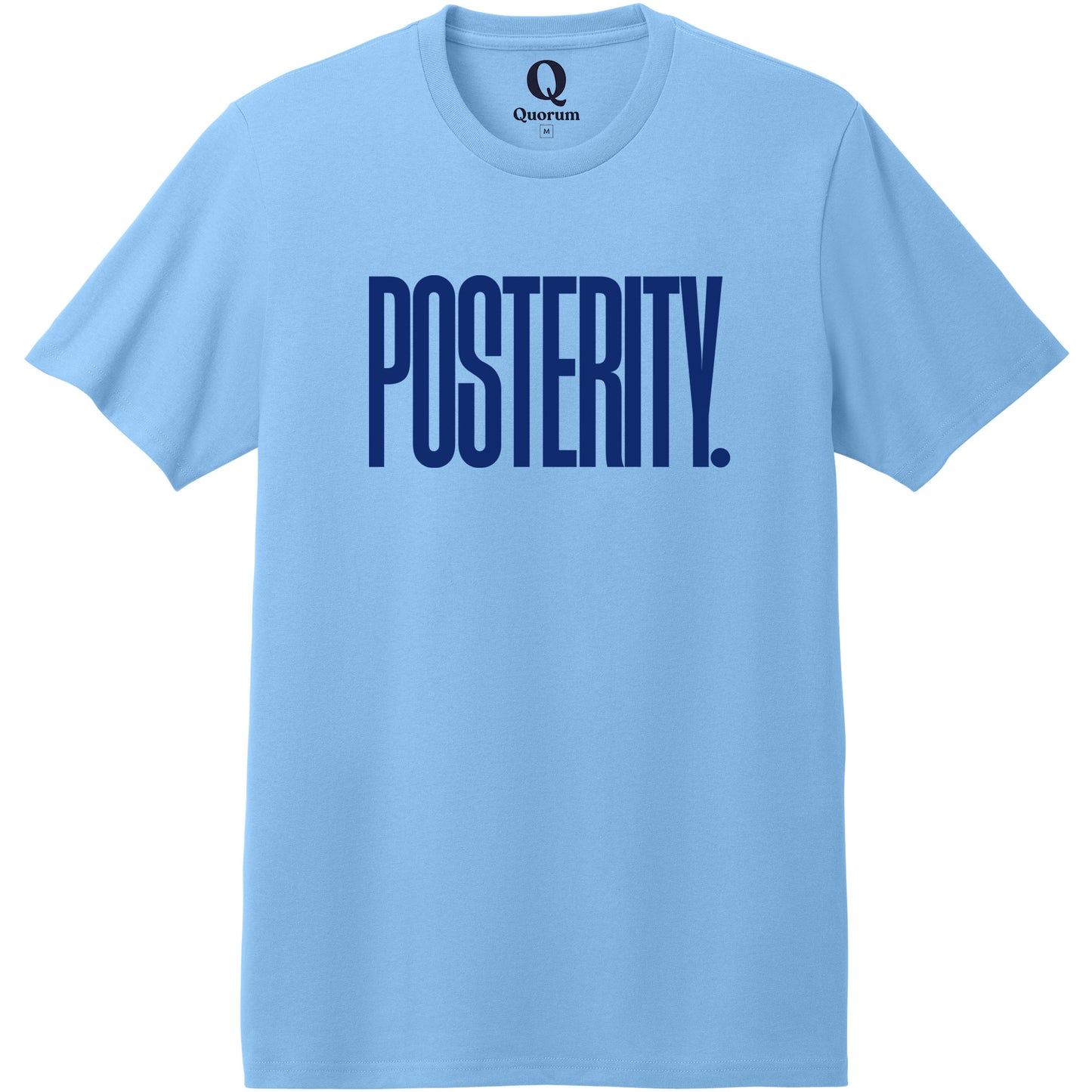 "Posterity." Quorum Heavyweight Recycled Cotton Tee front print in Arctic Blue