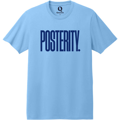 "Posterity." Quorum Heavyweight Recycled Cotton Tee front print in Arctic Blue