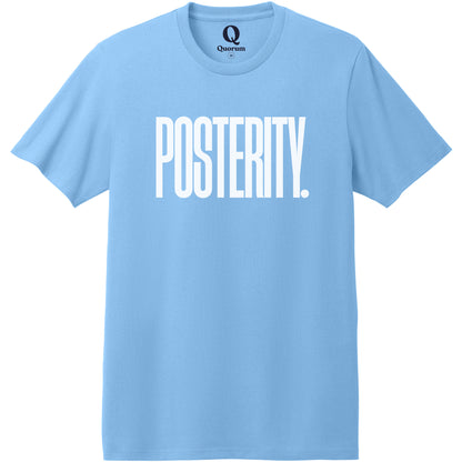 "Posterity." Quorum Heavyweight Recycled Cotton Tee editorial print in Arctic Blue