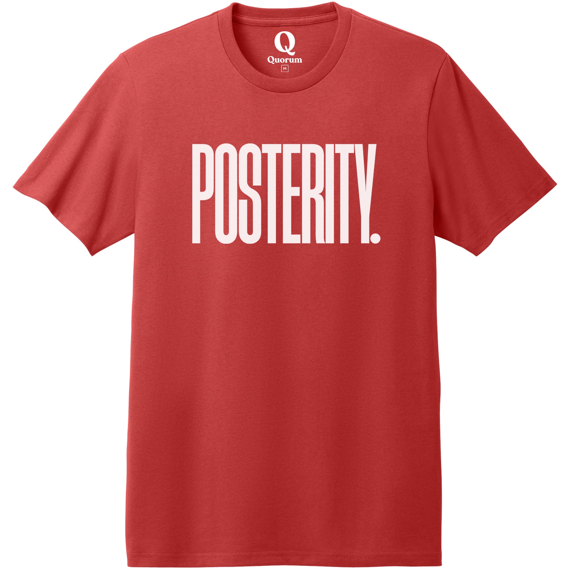 "Posterity." Quorum Heavyweight Recycled Cotton Tee editorial print in Beet Red