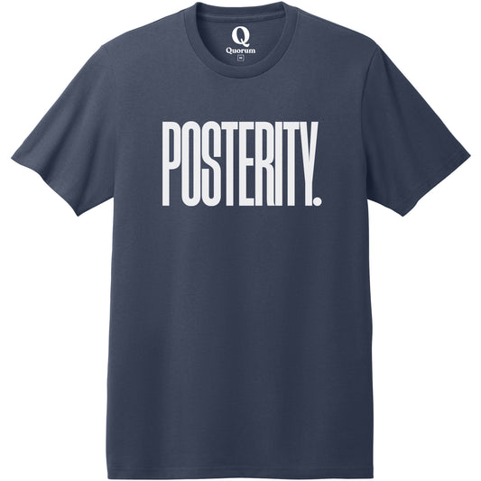 "Posterity." Quorum Heavyweight Recycled Cotton Tee editorial print in Night Sky Navy