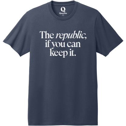 "The republic, if you can keep it." Quorum Heavyweight Recycled Cotton Tee editorial print in Night Sky Navy