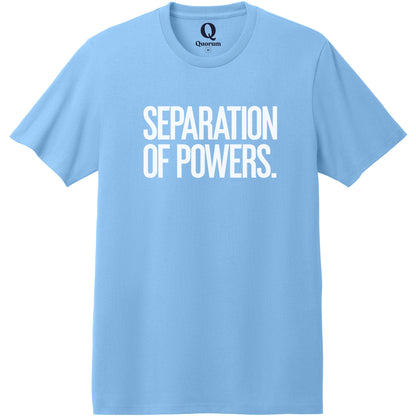 "Separation of Powers." Quorum Heavyweight Recycled Cotton Tee editorial print in Arctic Blue
