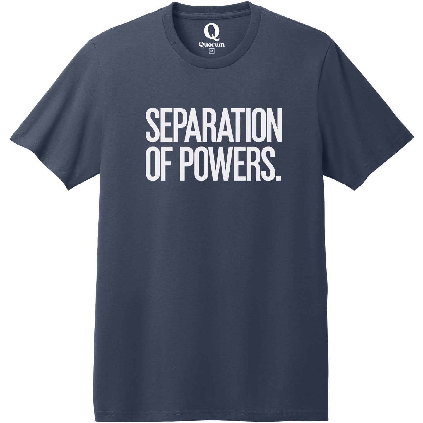 "Separation of Powers." Quorum Heavyweight Recycled Cotton Tee editorial print in Night Sky Navy