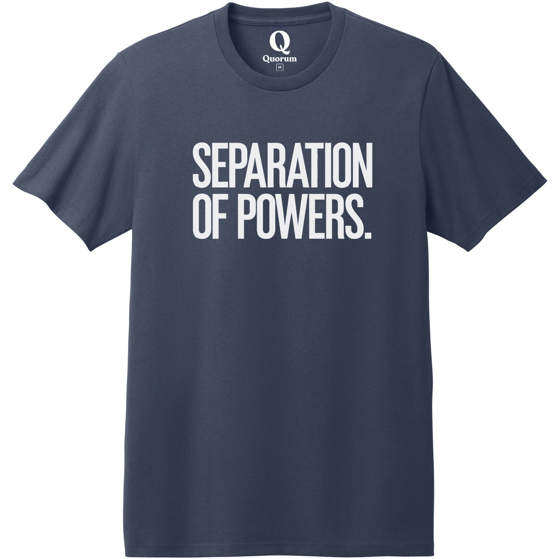 "Separation of Powers." Quorum Heavyweight Recycled Cotton Tee editorial print in Night Sky Navy