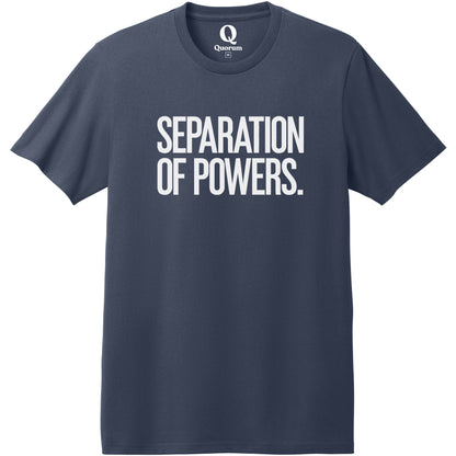 "Separation of Powers." Quorum Heavyweight Recycled Cotton Tee editorial print in Night Sky Navy