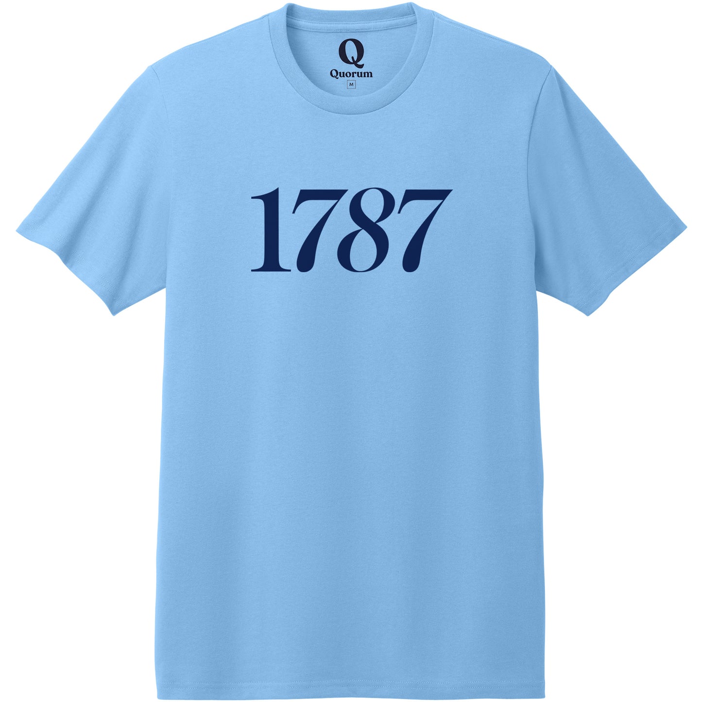 "1787." Quorum Heavyweight Recycled Cotton Tee front print in Arctic Blue