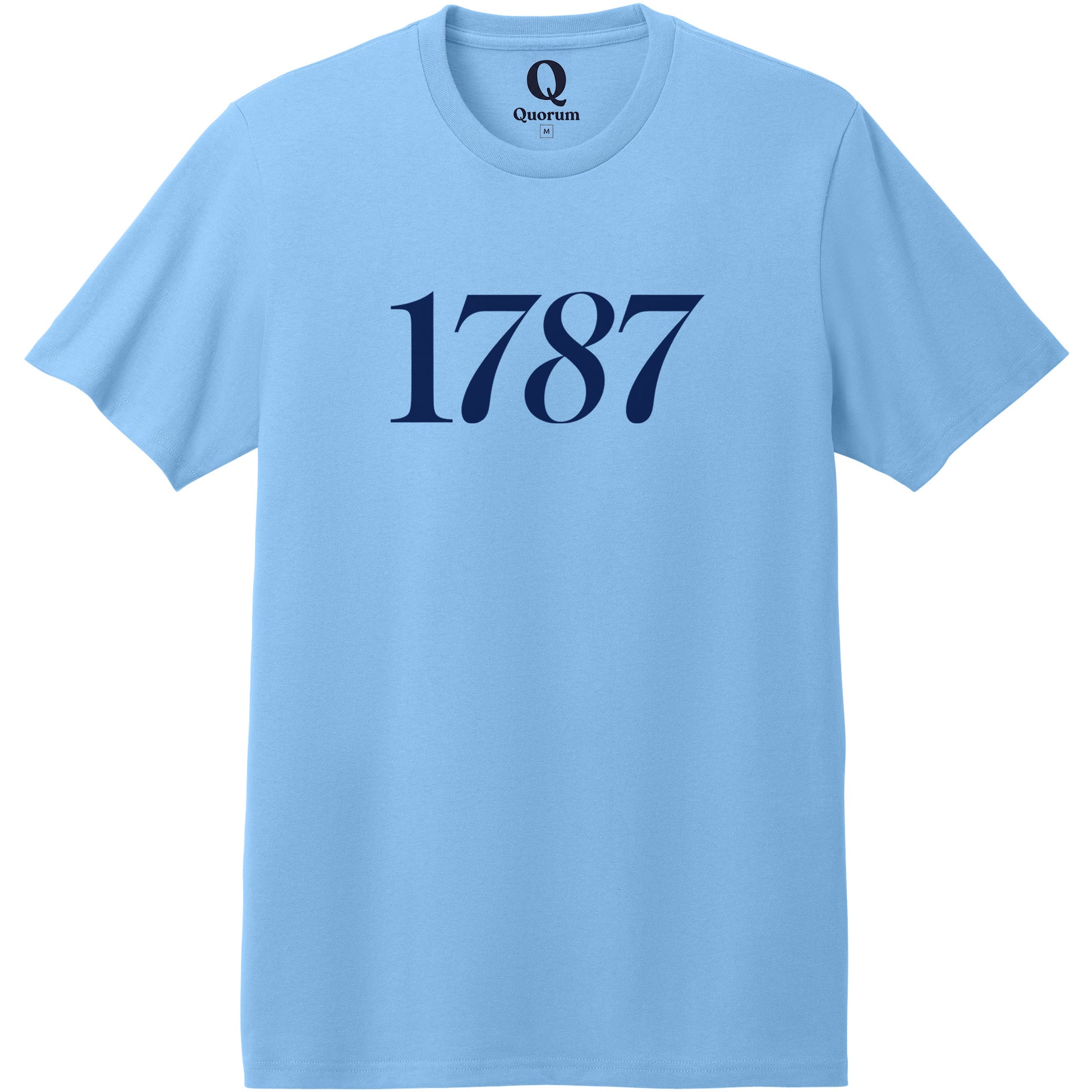 "1787." Quorum Heavyweight Recycled Cotton Tee front print in Arctic Blue