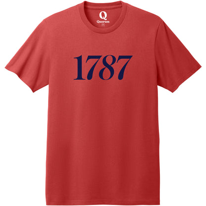 "1787." Quorum Heavyweight Recycled Cotton Tee front print in Beet Red