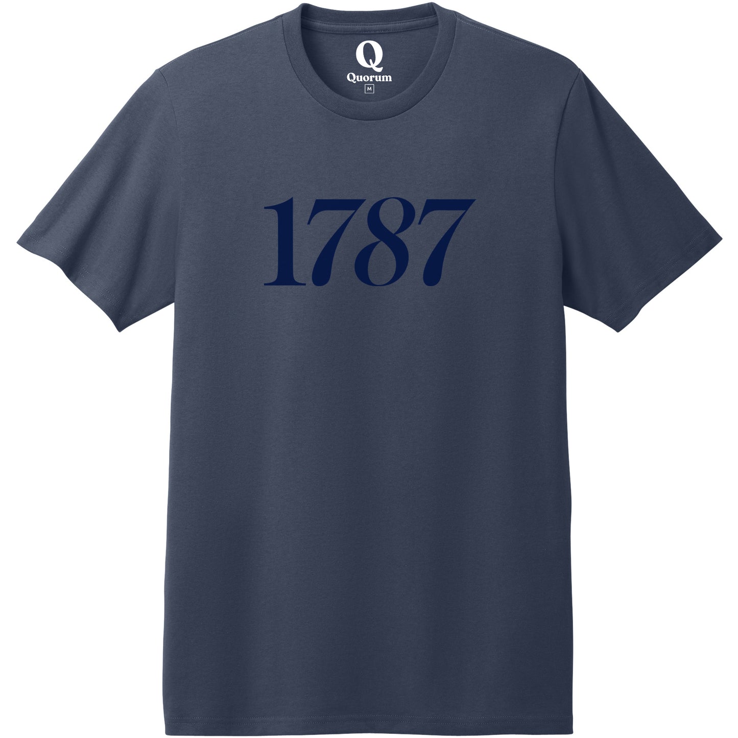 "1787." Quorum Heavyweight Recycled Cotton Tee front print in Night Sky Navy