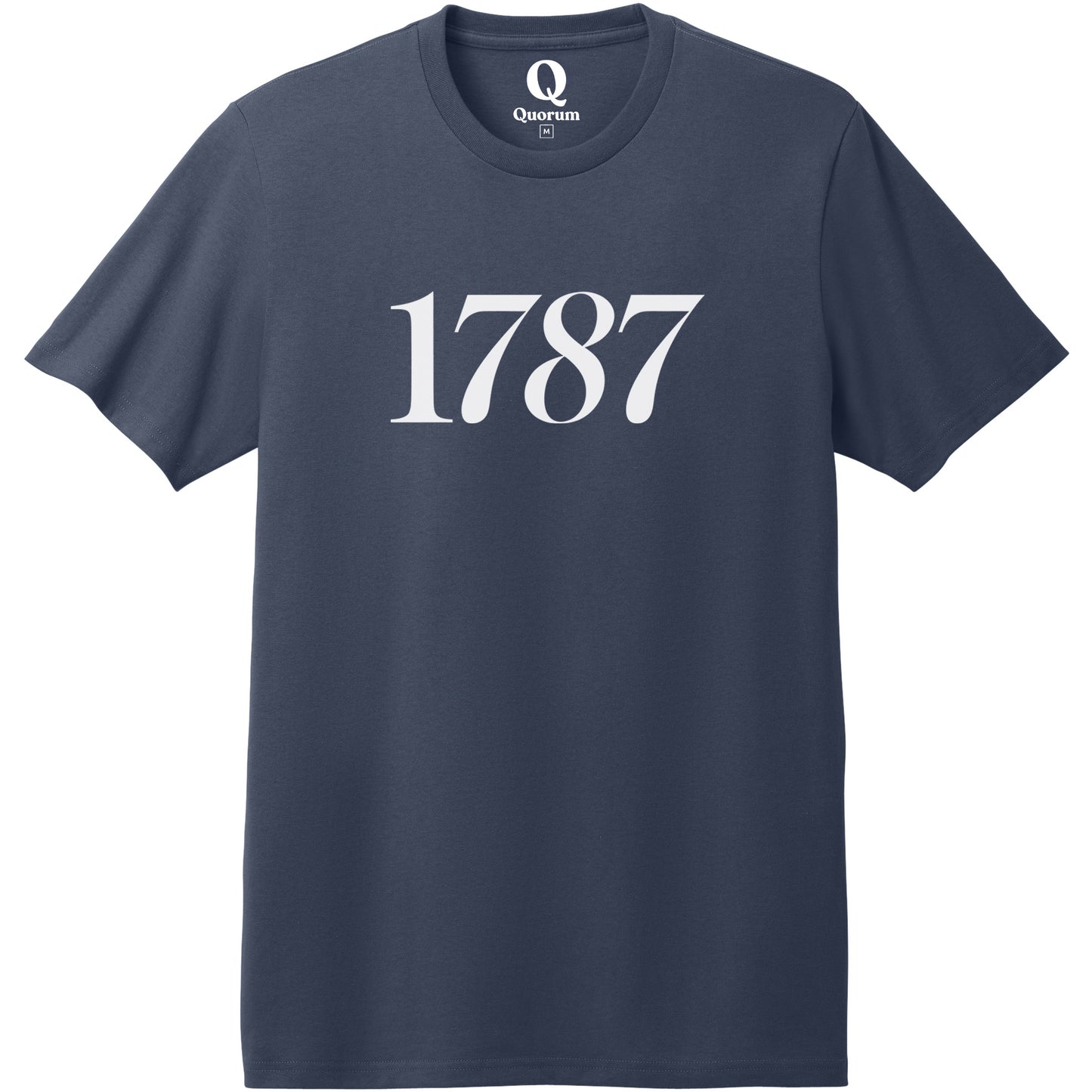"1787." Quorum Heavyweight Recycled Cotton Tee editorial print in Night Sky Navy