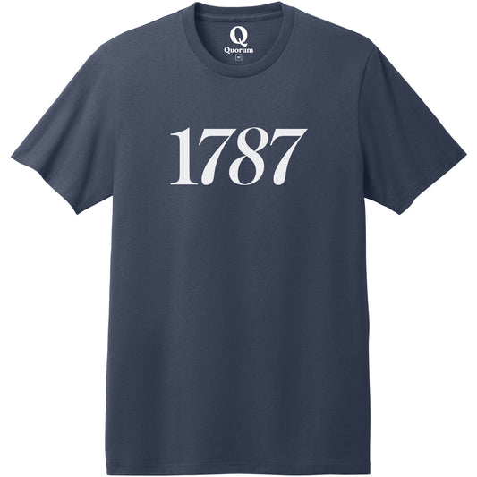 "1787." Quorum Heavyweight Recycled Cotton Tee editorial print in Night Sky Navy