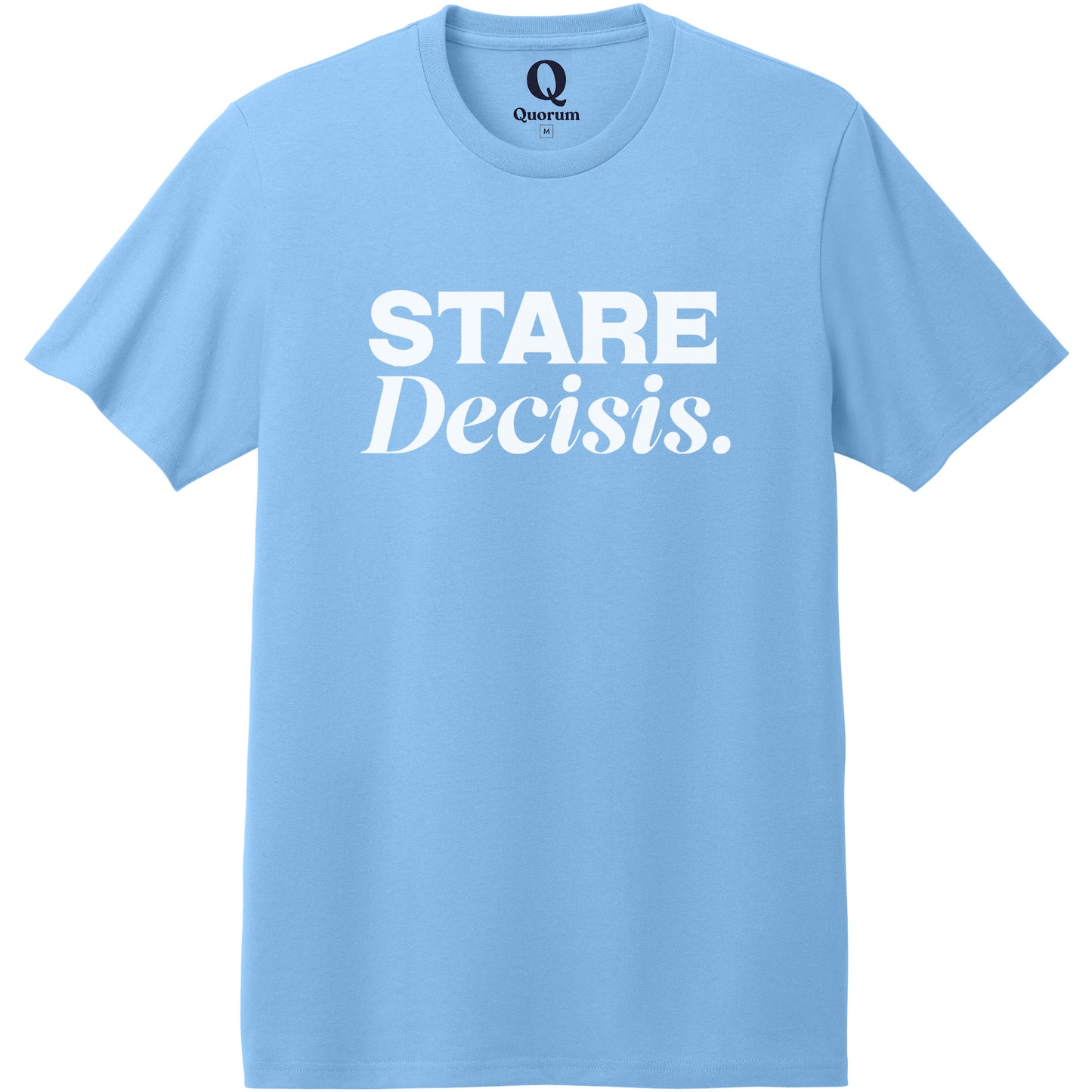 "Stare Decisis." Quorum Heavyweight Recycled Cotton Tee editorial print in Arctic Blue