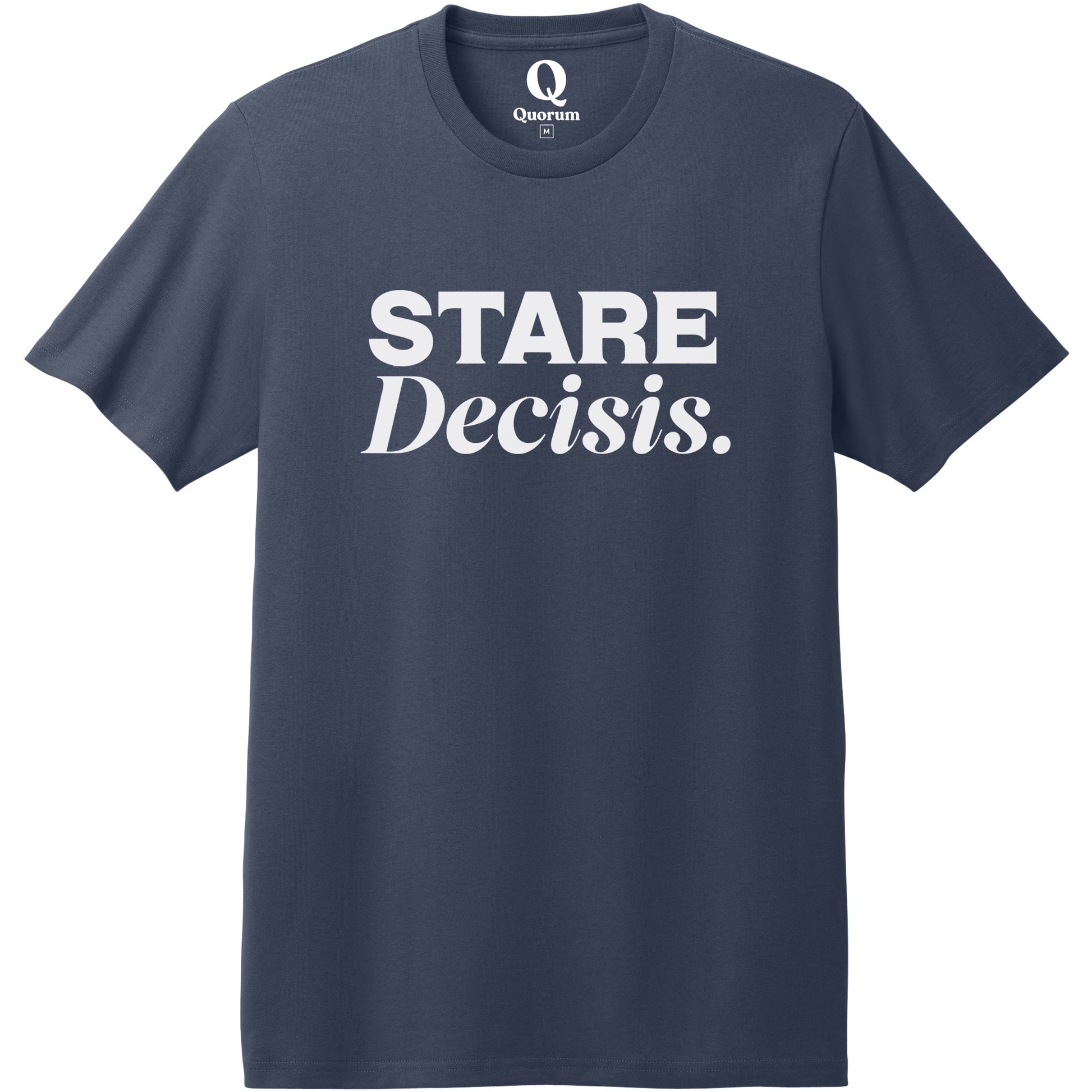 "Stare Decisis." Quorum Heavyweight Recycled Cotton Tee editorial print in Night Sky Navy